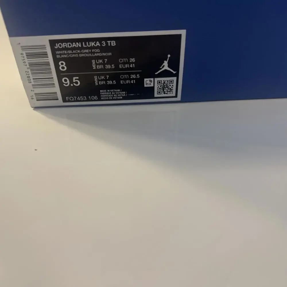 Jordan Men's Luka Doncic 3 TB Basketball Shoes White Black Size 8 FQ7453 100